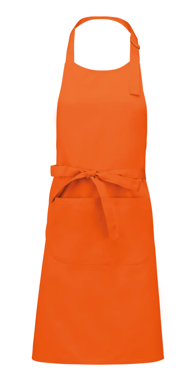 Tablier à Bavette avec Poche 100% Coton Orange KARIBAN | Tenues Pro