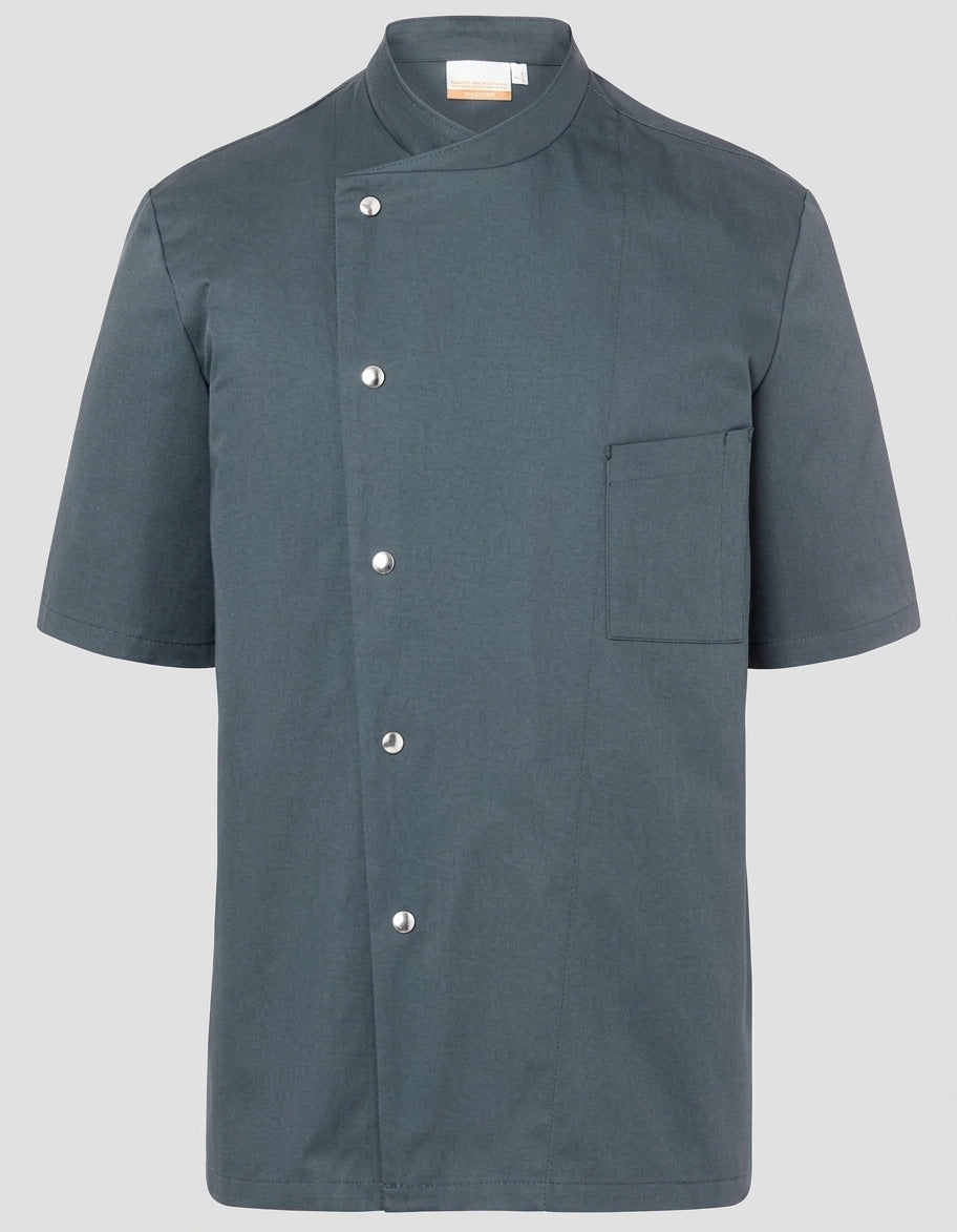 Veste de Cuisine Homme Manches Courtes Pressions Grise KARLOWSKY | Tenues Pro