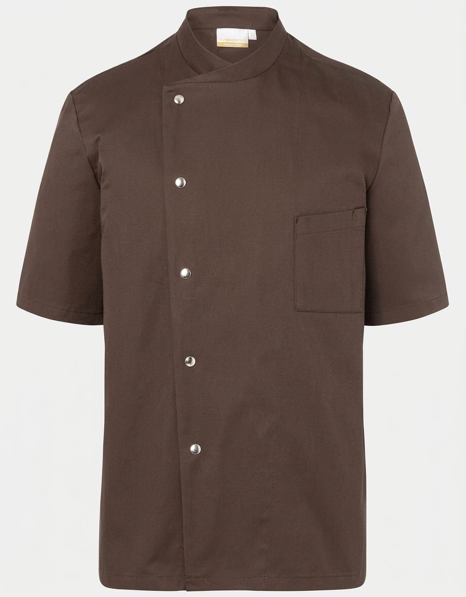 Veste de Cuisine Homme Manches Courtes Pressions Marron KARLOWSKY | Tenues Pro