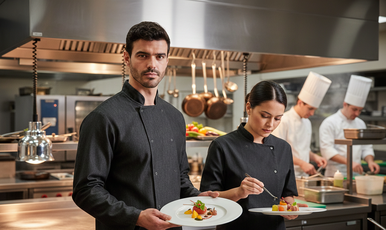 Veste de Cuisine Homme Manches Longues en Denim PREMIER
