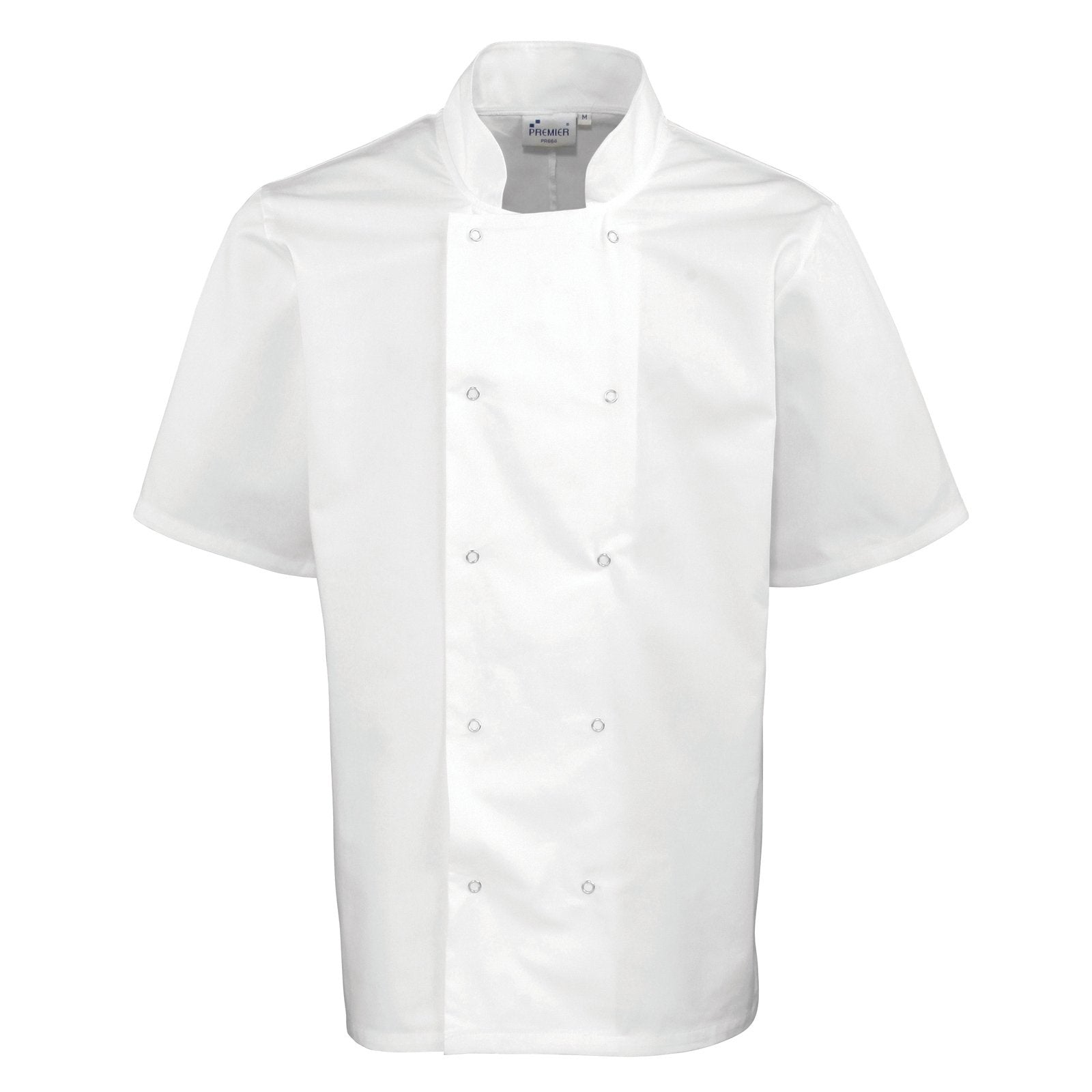 Veste de Cuisine Unisexe Blanche Manches Courtes Pressions PREMIER | Tenues Pro